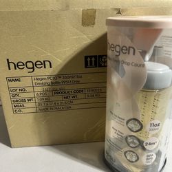 Hegen Baby Bottles – Anti Colic Baby Bottles Wide Neck - Breastfeeding System 11oz with Medium Flow Teats