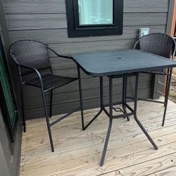 Bar Height Outdoor Table + 2 Chairs 