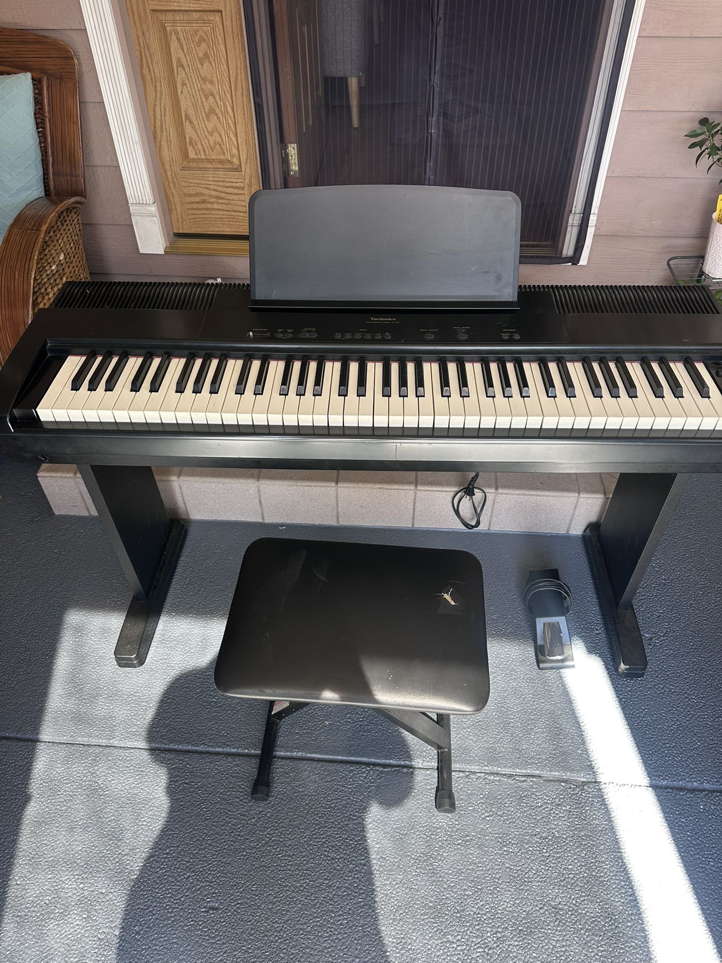 Piano with seat
