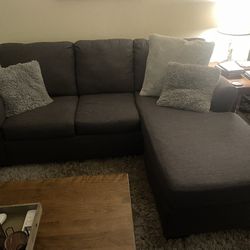 Dark Grey 2 Piece Sectional Pull Out Couch 