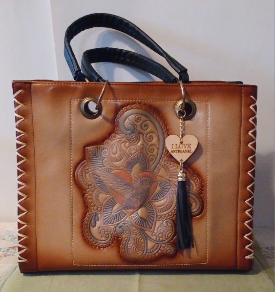 Hand Tooled All Leather Purse/Tote Bag - Never Used, For DisplayOnly