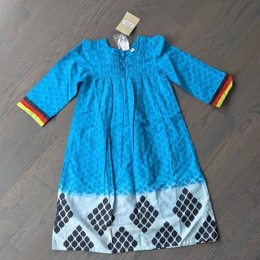 Yo Baby Girls' Cotton Tunic Dress, Blue - 2T
