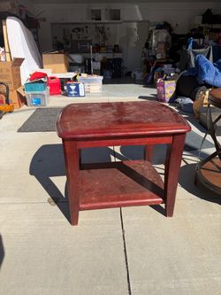 Wood End Table with Bottom Shelf
