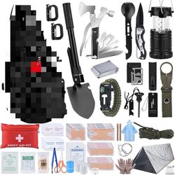 Survival Kit, Gifts for Christmas Men, Women, 251pcs Emergency Survival Gear and Supplies Equipment, First Aid Kit with Crossbody Bag, Camping Essenti