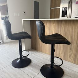Barstools In Black Leather Optic 