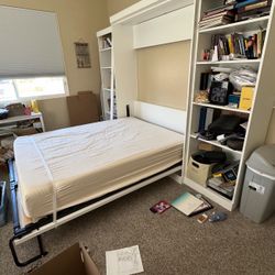 Queen Size Murphy Bed With Side Shelves 