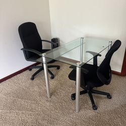 Office Chair And A Small Glass Table 