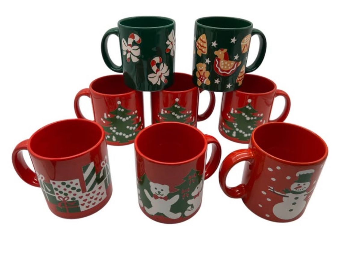waechtersbach christmas mugs set of 8 1980’s retro vintage