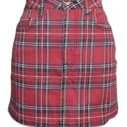 Red Plaid Scottish Tartan Women's Cotton Mini Skirt Size Small Forever 21 New With Tags 