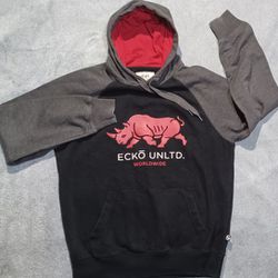 Men's Size Medium Ecko Unlimited Hoodie Sweatshirt Fall Winter Long Sleeve Black Red