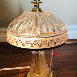 Vintage Crystal Glass Table Lamp Bowl Shaped  - Gold Plated - Tested - Excellent working condition 