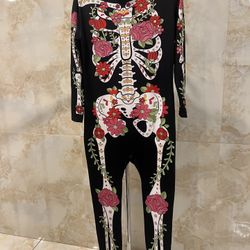 Youth Girls Floral Skeleton Halloween Costume New Size 12/14