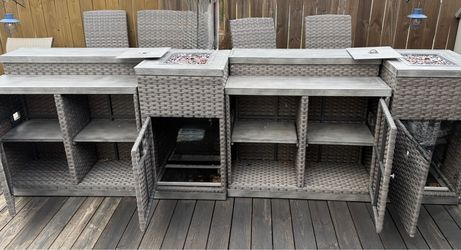 Sectional outdoor furniture with fire pits