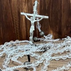Wedding Lasso Rosary with Cross and Acrylic Beads Chain Religious Jewelry
