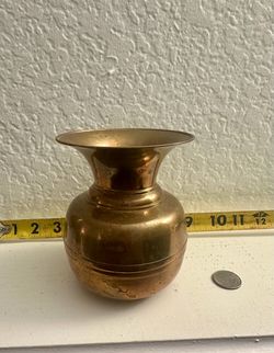 Vintage Solid Brass Flared Bud Vase / Onion Vase
