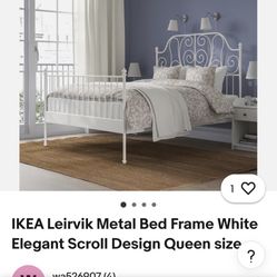 IKEA White Metal Full Size Bed Frame With 2 Underbed Storage Drawers