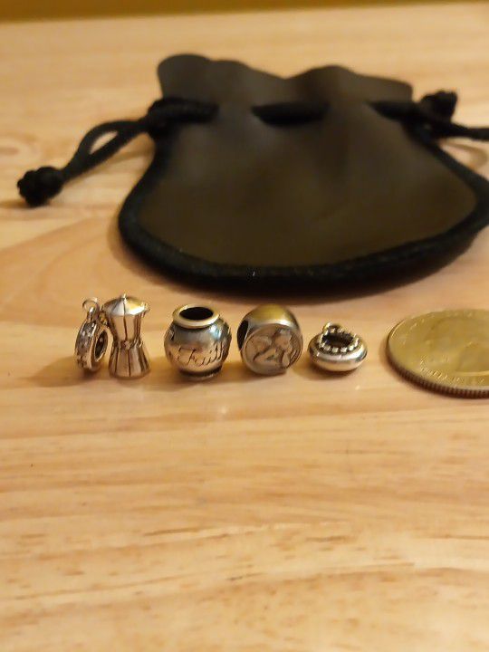 Sterling Silver Solid Charms For Pandora Bracelets With Pouch $8 Each 
