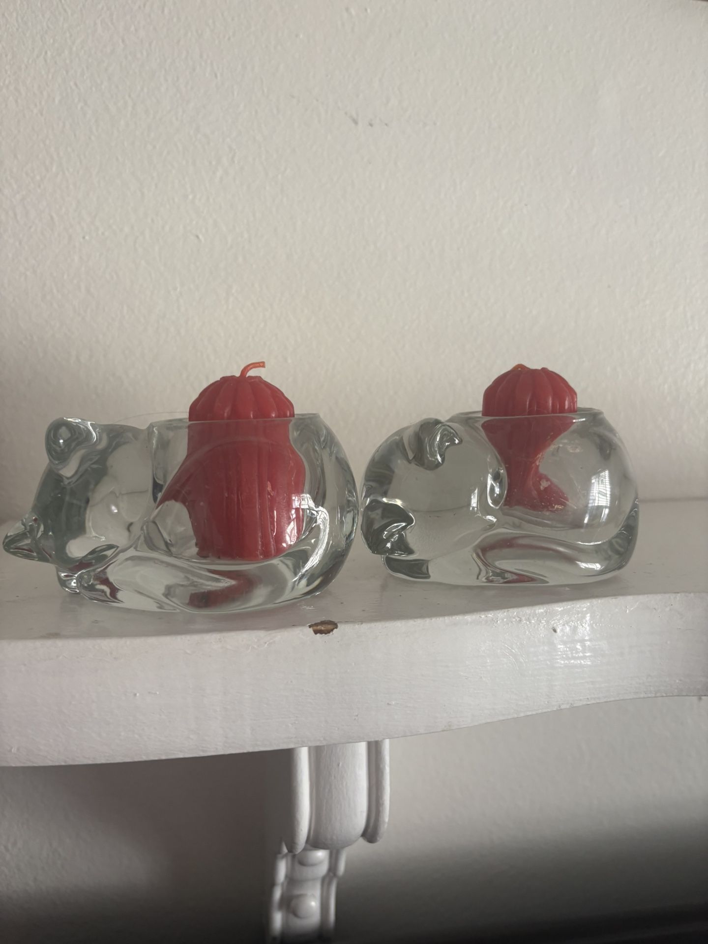 Cat Glass Candle Holders