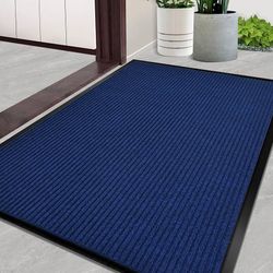 Door Mat Heavy Duty Outdoor Indoor Doormat Low Profile Front Door Mat Large 31x47 inch Blue Entrance Welcome Mats Easy Clean Patio Entrance Mat Waterp