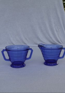 Vintage Depression Glass Creamer and Sugar Set
