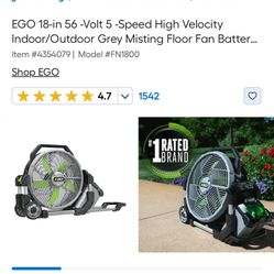 EGO 18-in 56 -Volt 5 -Speed High Velocity Indoor/Outdoor Grey Misting Floor Fan Battery