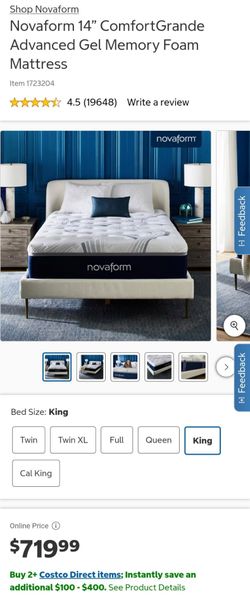 King Size Novaform 14” ComfortGrande Advanced Gel Memory Foam Mattress $450