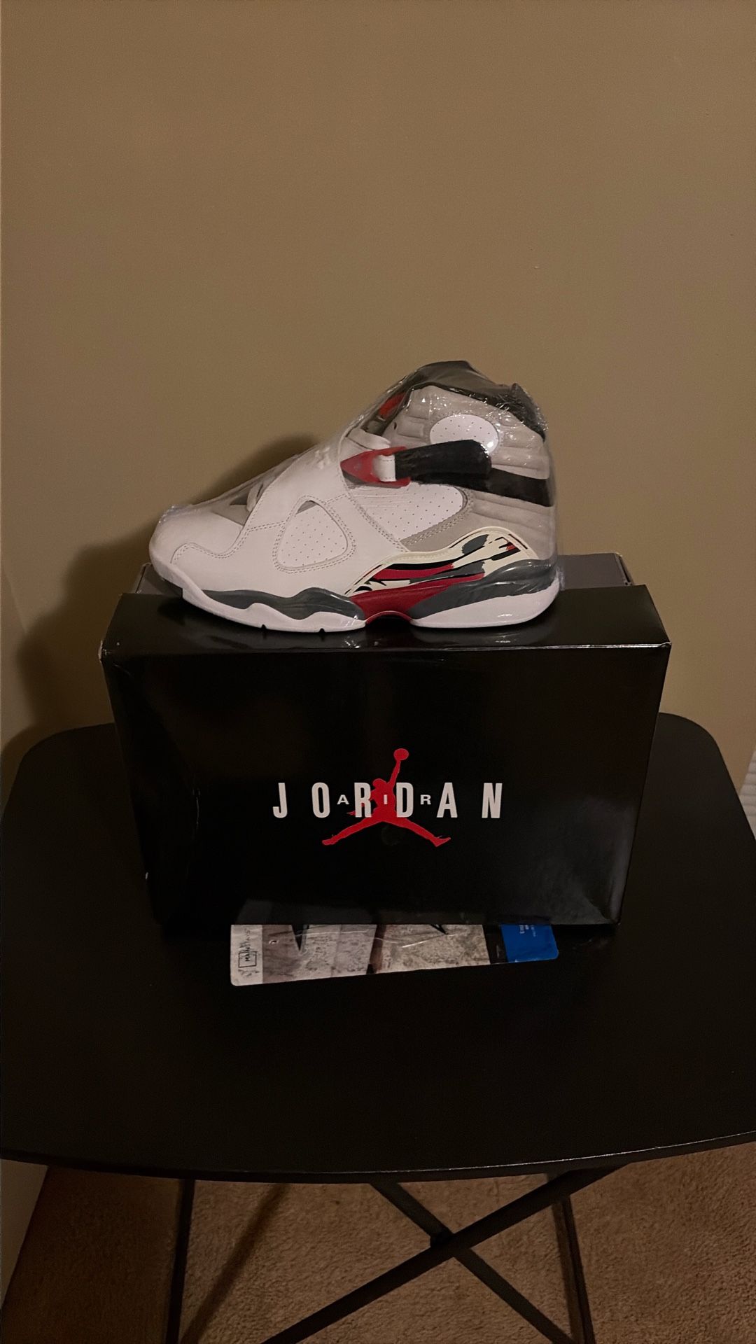 Air Jordan 8 Retro White/ Black-TRUE RED size 7
