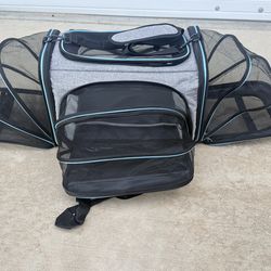 Airline Approved Pet Carrier, Large Soft Sided Pet Travel TSA Carrier 4 Sides Expandable Cat Collapsible Carriers with Removable Fleece Pad and Pocket