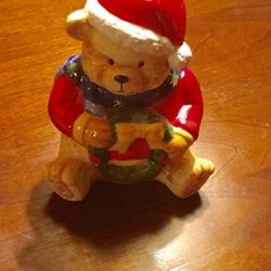 Ceramic Santa Bear Candle Holder.