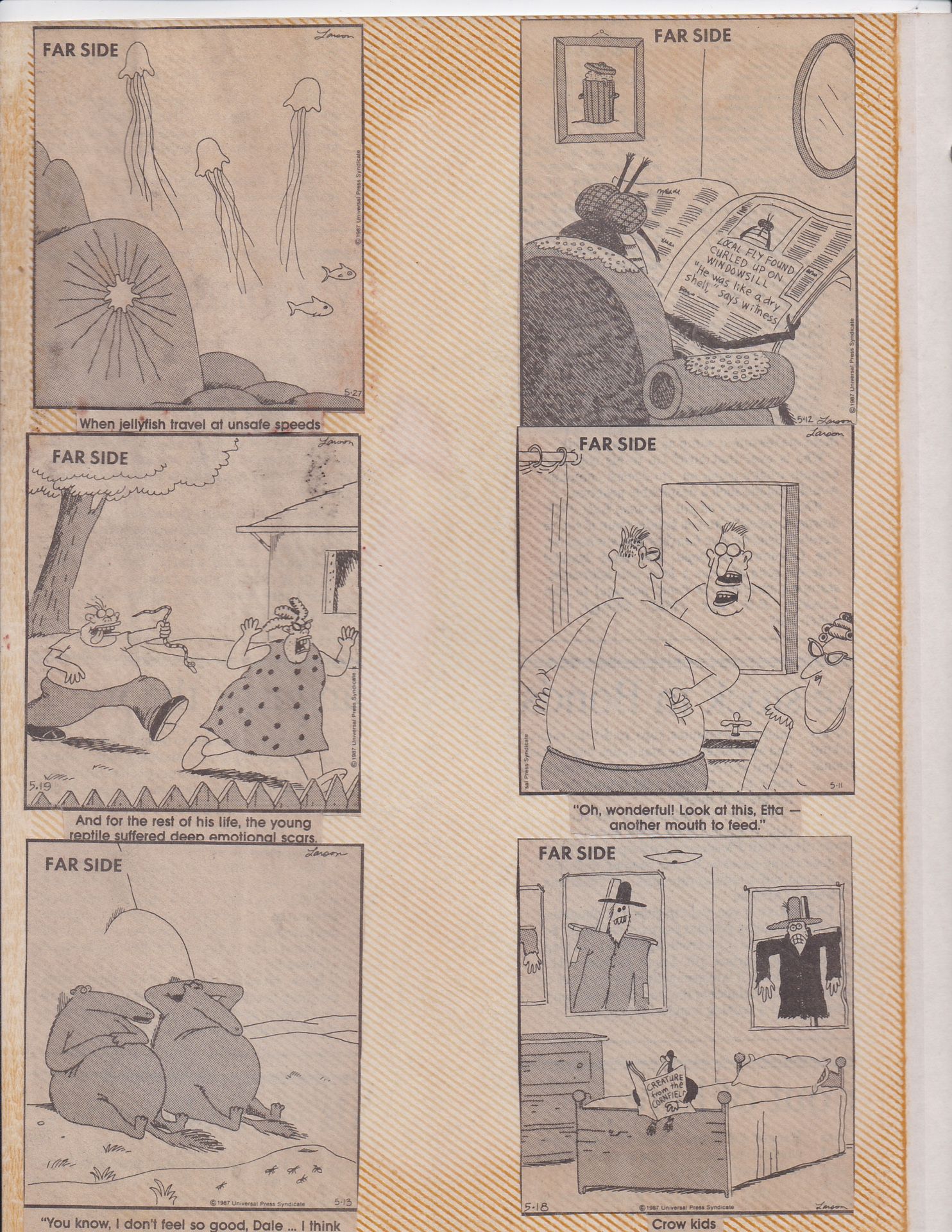 1987 Far Side Newspaper Clipping Comics Original Vintage