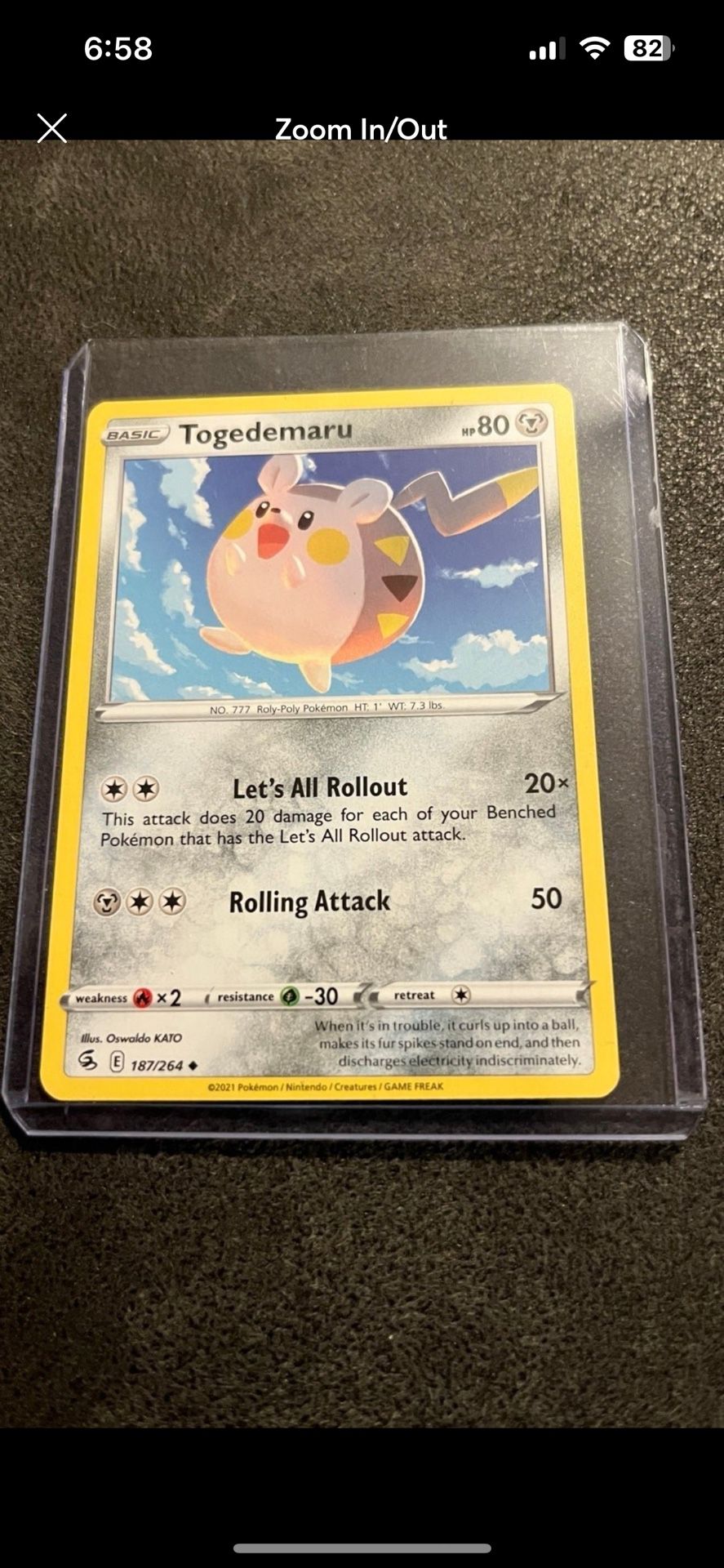 Pokémon TCG Togedemaru Fusion Strike 187/264 Regular Uncommon