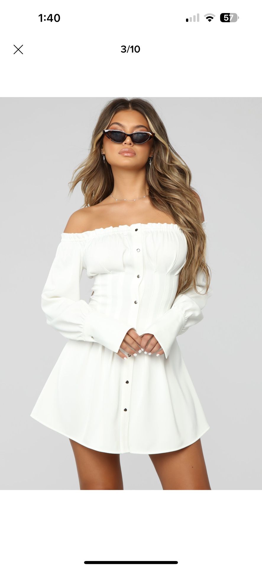 Fashion Nova Off Shoulder White Dress