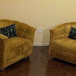 Vintage Plush Club Chairs