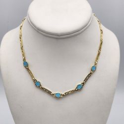 14kt Yellow Gold & Turquoise Necklace 104.2G 15.5"