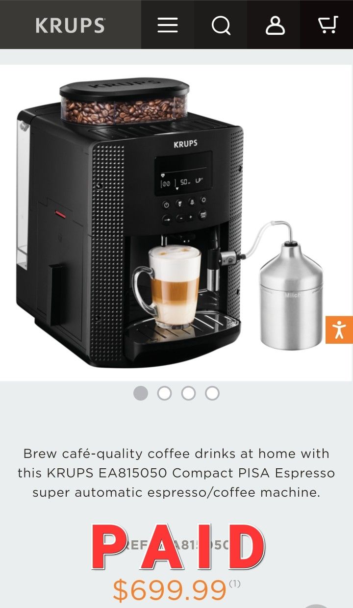 Fully AUTOMATIC ESPRESSO COFFEE grinder machine KRUPS With steam