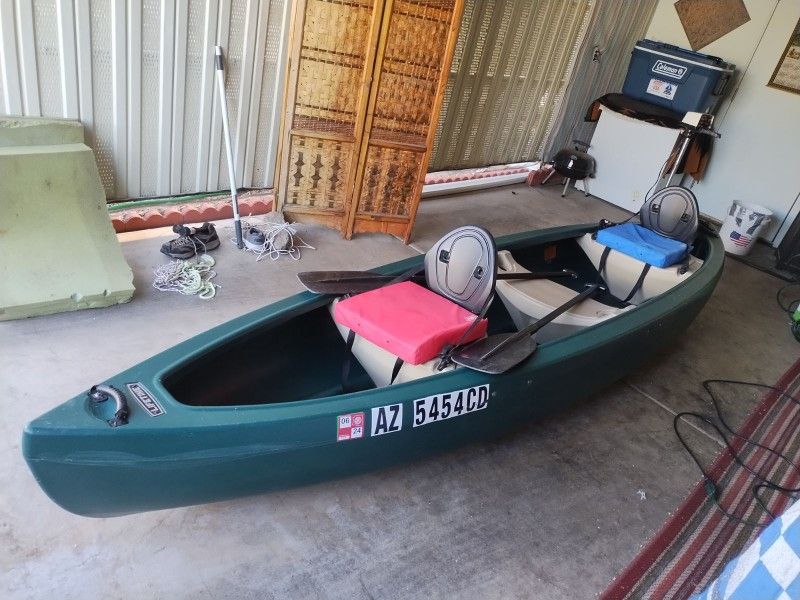 Canoe And Euipment, Including Vintage Trolling Motor