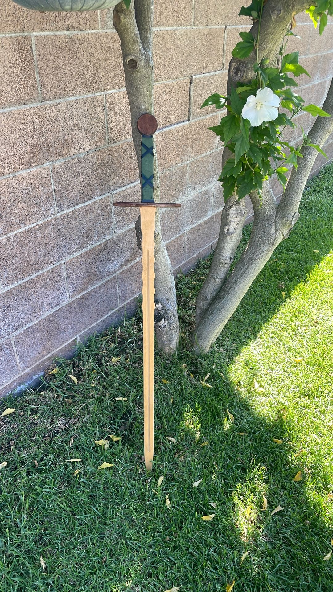 Medieval Wooden Sword, 48in long handle to tip.