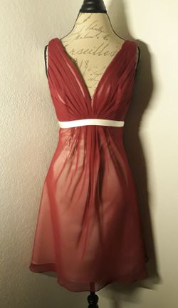 Maroon & White Lined Formal Halter Dress Sz XL