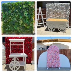 Flower Walls , Backdrops And Candy Carts