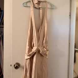 Satin Halter Maxi Dress in Blush