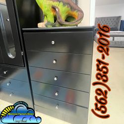 Five Drawer Black With Rails Dresser New Chest Comoda Cajonera 