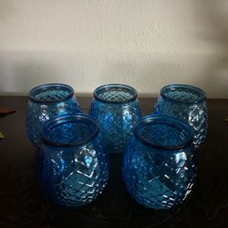Lot of 5 beautiful Blue Votive Holders