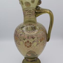 Rare Stunning Antique Bohemian Fritz Heckert 80oz Crystal Wine Carafe/ Pitcher 