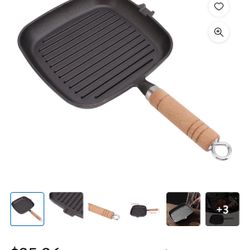 New Cast Iron Pan with Wooden Handle