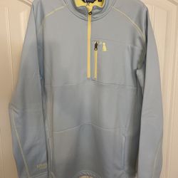 Local Boy Outfitters Men’s Size L Light Sky Blue 1/4 Zip Athletic Outdoor Pullover Zippered Kangaroo Pockets
