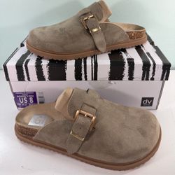 New DV Dolce Vita Yohana Women's Brown Faux Suede Buckle Mule Clogs
