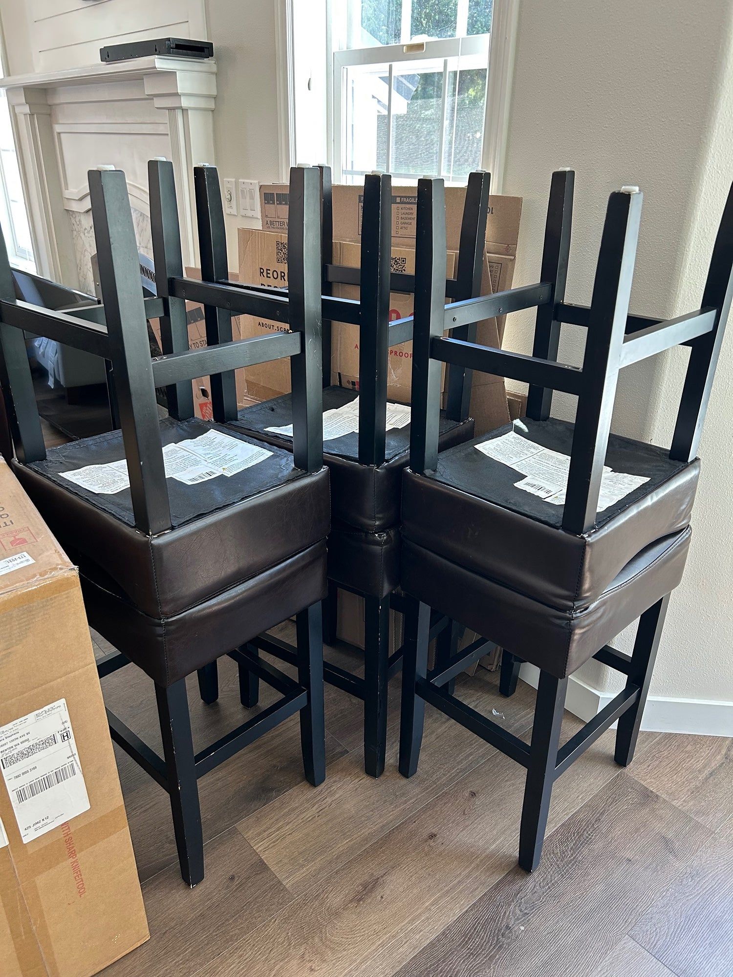 Dark Brown Leatherette Counter Height Bar Stools