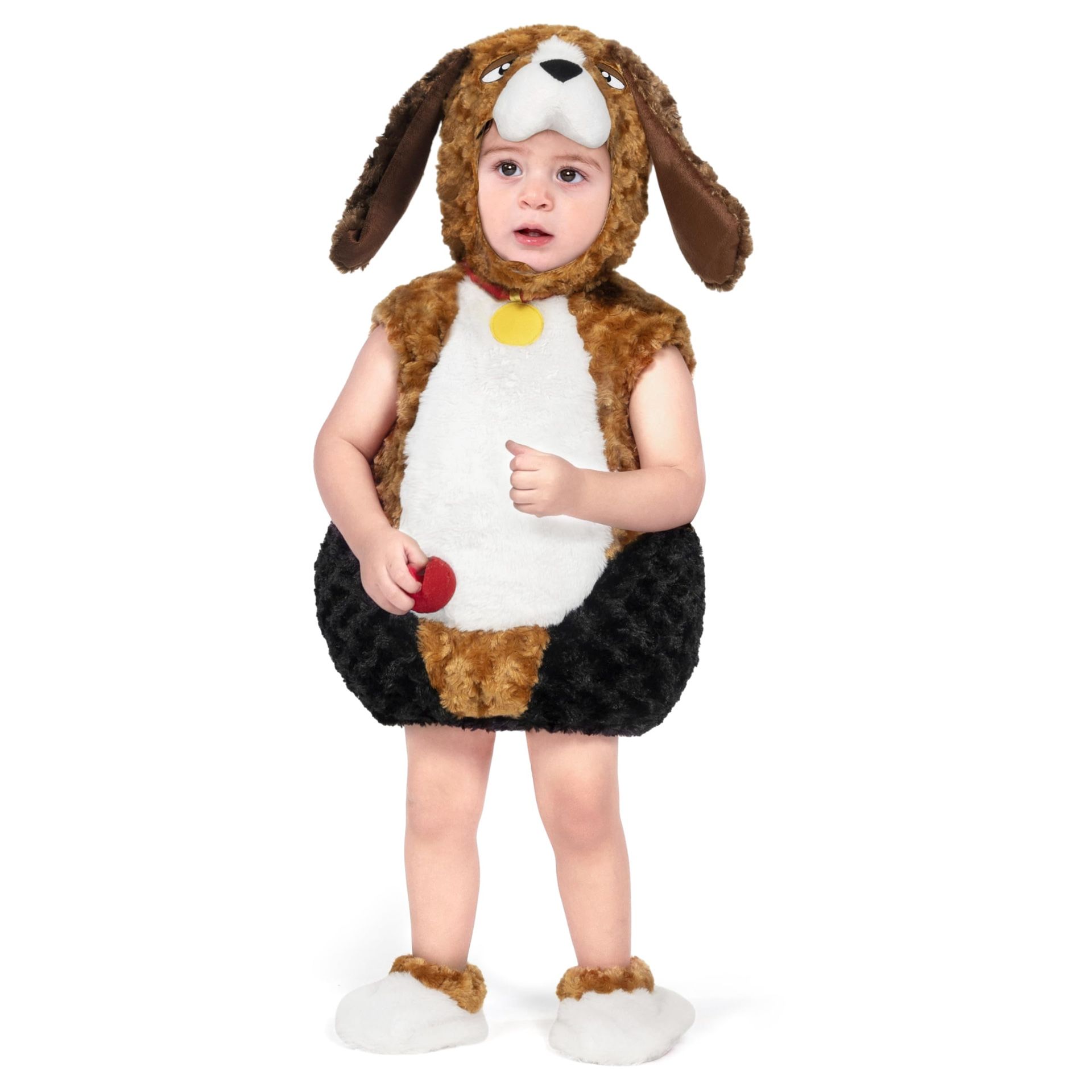 Spooktacular Creations Halloween Baby Puppy Costume, Brown Dog Sleeveless Costume With Hood Booties For Toddler, Infant, Kids Halloween Dress Up, Anim