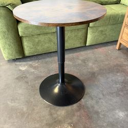 23.6”Round Table, Adjustable Height Cocktail Table, 360° Swivel Bar Tables with MDF Top, Rustic Brown