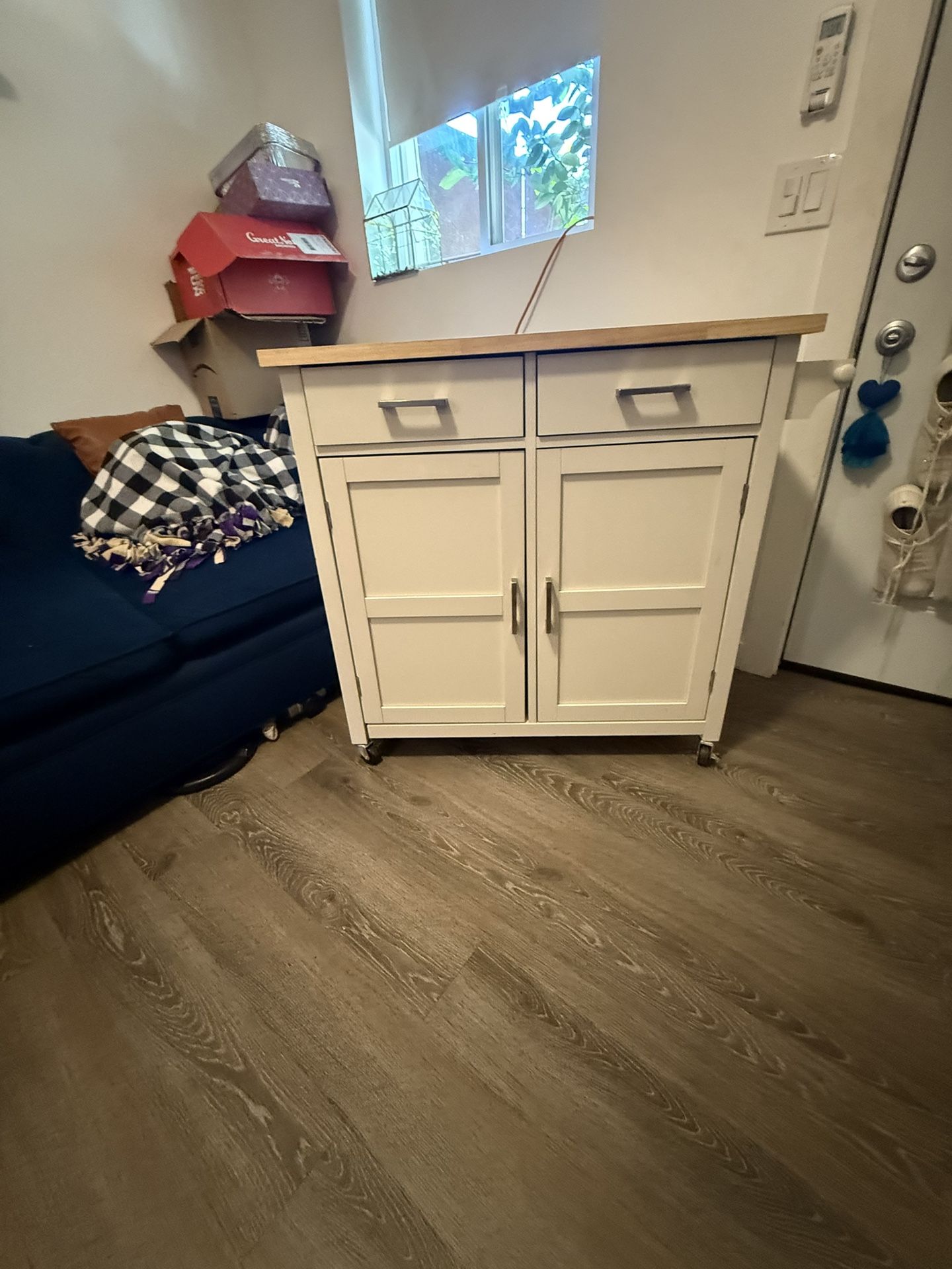 Macie Easy White Kitchen Cart